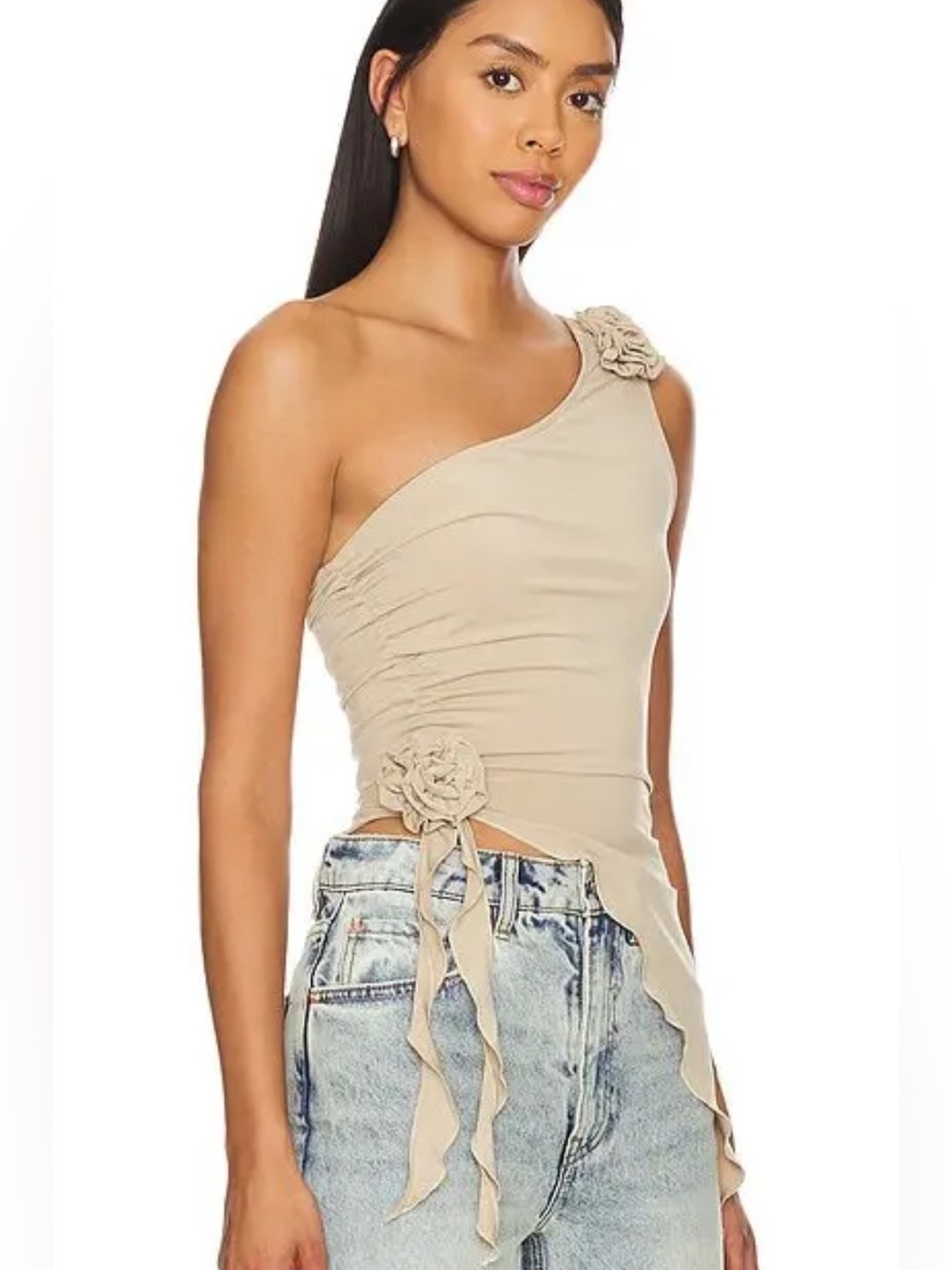 REVOLVE WEWOREWHAT Y2K Asymmetrical Rose Top - Picture 5 of 12